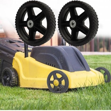Remplacement de Roues, 2 x Roues Tondeuses, Roues de Rechange Universelles en Caoutchouc Ø 200 mm pour Tondeuse à Gazon, Tracteur, Diamètre du Trou D'essieu 12,7 mm (1/4)