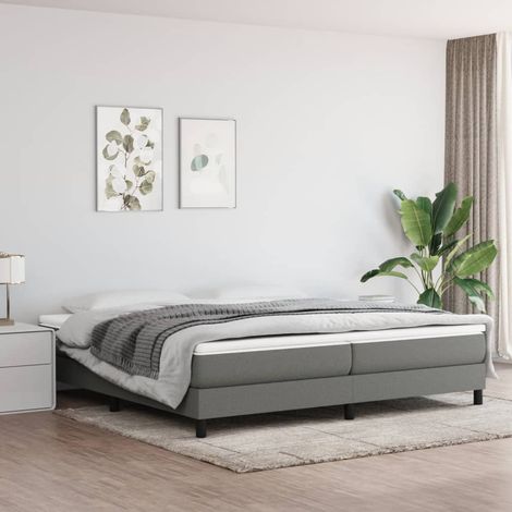 Lit à sommier tapissier avec matelas - Cadre De Lit Moderne: King Size - Lit Double - Gris foncé 200x200cm Tissu Chic-416709 (1/5)