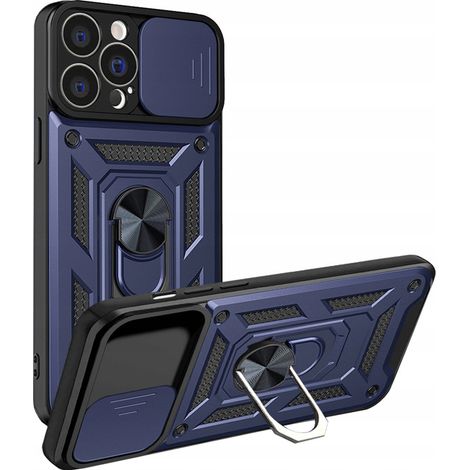 Hybrid Armor Camshield iPhone 13 Pro Max Hülle mit Kameraschutz, blau (1/5)