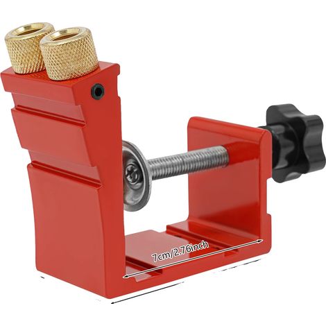 Juego de plantillas para agujeros ocultos, ajustables para perforación a 15°, diseñadas para materiales más blandos, color rojo. (1/2)