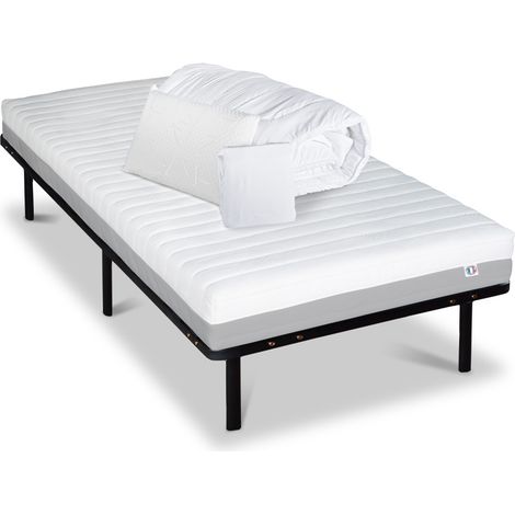 OLYMPE LITERIE Pack Prêt à dormir VENUS 90x200 cm Matelas Mousse Haute Densité + Sommier Métal + Accessoires (1/5)