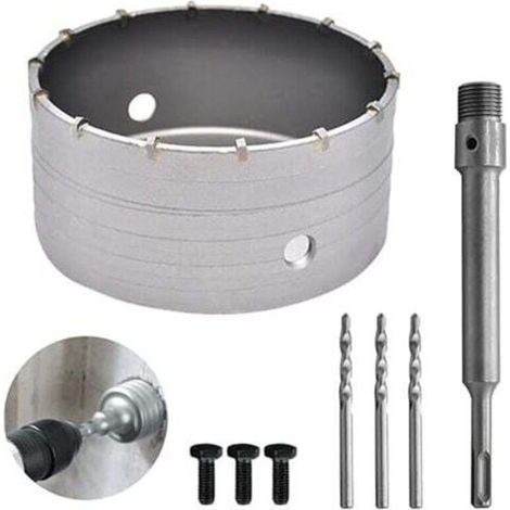 Scie à cloche bi-métal 160mm pour béton et carrelage – Adaptateur SDS Plus 220mm – 3 forets de centrage 110mm – Découpe propre (1/5)