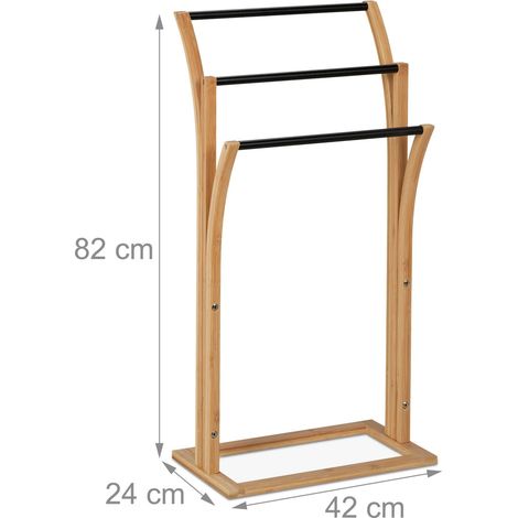 Portasciugamani da bagno moderno a piantana 3 barre asciugatura rapida ideale soggiorno camera da letto 85 x 30 x 90 cm in bambù naturale 130013852