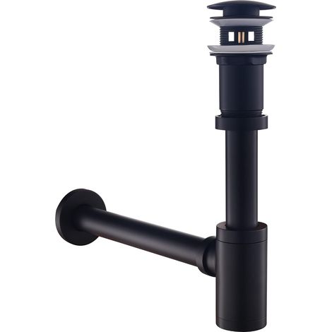 Kit – Siphon avec Bonde avec Trop-plein pour Lavabo Noir mat, Laiton Universel Design Siphon Anti-Odeur, 1 1/4 Syphon Sifon (1/5)