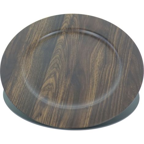 Kaemingk Weihnachts-Dekoteller Holzoptik Braun Ø 33cm - Kunststoff (1/2)