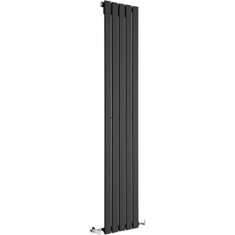 Milano Alpha Black Vertical Column Single Flat Panel Radiator - 1600mm x 350mm (1/4)