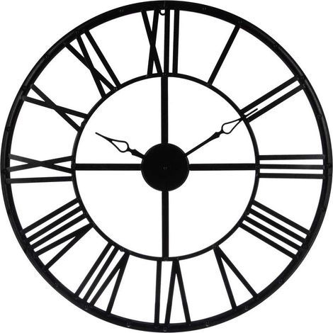 Horloge murale vintage métal 70cm, chiffres romains décoration salon cuisine bureau (1/5)