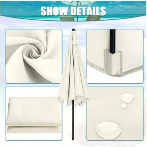 Housses de rechange pour parasol 3 mètres 6 bras Parasol de rechange pour auvent de jardin Housse de rechange pour parasol, auvent uniquement (blanc crème) (1/5)