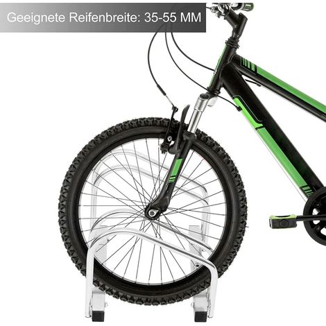 WOLTU Fahrradständer für 2 Fahrräder Fahrradhalterung auf dem Boden Aufstellständer für Fahrradaufhängung Fahrradhalter aus Metall, Silber