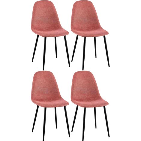 Conjunto de 4 sillas de comedor Napier Naranja Tela