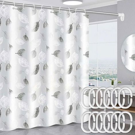 Rideau de Douche, PEVA Imperméable Rideau de Baignoire, avec 12 Crochets idéal pour Les Familles, Dortoir, Hôtel, 180x200cm (1/5)