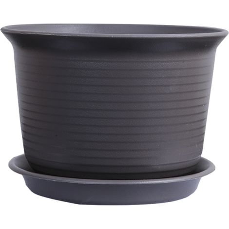 Pot de fleurs haut et bas en résine plastique imitation céramique, pot rond en forme de radis vert épais avec soucoupe (1/5)