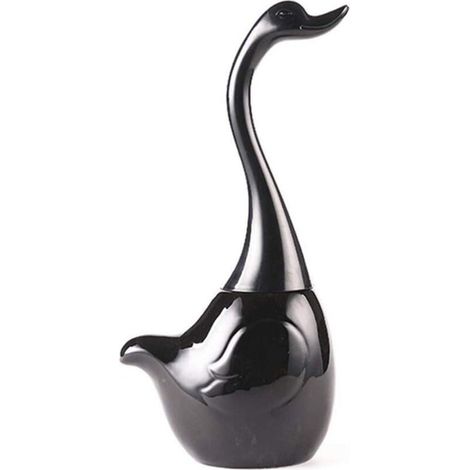 Set de brosse de toilette en forme de cygne – Porte-brosse en matériau antibactérien – Dimensions 11,5 x 11,5 x 35,3 cm – Noir (1/4)