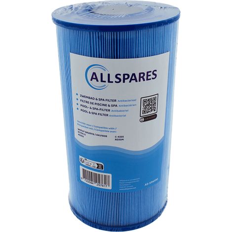 AllSpares Waterfilter voor Whirlpool/Spa geschikt voor Wellis AKU0116 / AKU1608 / SC705-S / 40353 (antibacterieel) (Ø126x235mm)