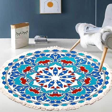 Tapis Rond - Fibre Polyester - Diamètre 60 cm ou 90 cm - Antidérapant - Lavable En Machine - Pour Salon Chambre Salle De Bain Cuisine - 1 Pièce (1/5)