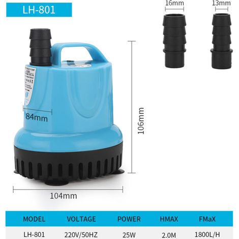 LH-801 Submersible Water Pump 25W – Silent Bottom Suction Dry Run Protection – Ideal Ponds Aquariums Hydroponics Fountains Garden Waterfalls (1/5)