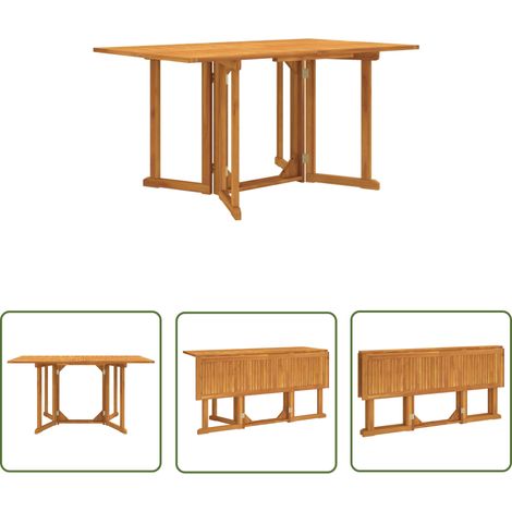 The Living Store Table de jardin papillon pliante 150x90x75 cm bois massif teck - Table De Jardin - Table Pliante - Table En Teck - Mobilier De Jardin - Meubles De Terrasse (1/6)