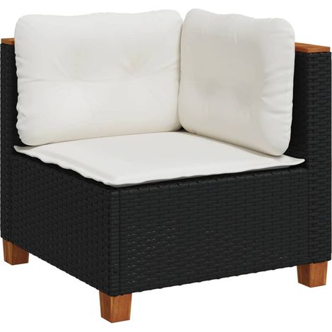 Canapé d'angle de jardin,Canapé d'extérieur,Sofa de jardin avec coussins noir résine tressée CFW601480 (1/5)
