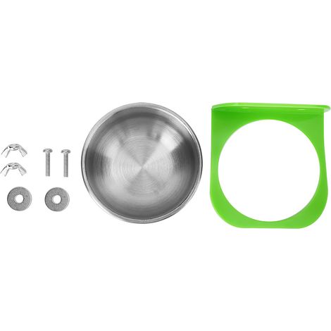 Comedero para mascotas con soporte metálico y accesorios – Recipiente portátil para comida y agua, verde (pequeño) (1/5)