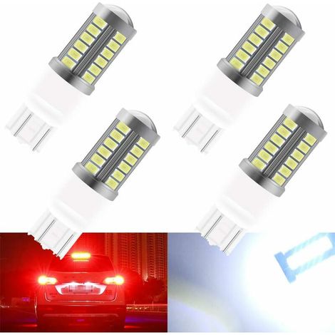 Blanc 7443 7444NA W21/5W 5630 33SMD Clignotants Ampoules LED 900LM Super Bright Feu de Recul Feu de Freinage Arrière Phares antibrouillard Position Feu arrière 12-30V 3.6W(4 pièces) (1/5)