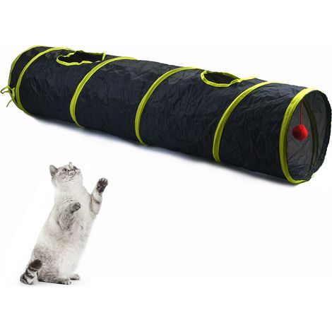 Tunnel Pour Chat - 120 x 25 cm - Structure En Acier À Ressort - Avec 2 Trousses D'observation Et 1 Balle - Pour Jeu Intérieur - 1 Pièce (1/5)