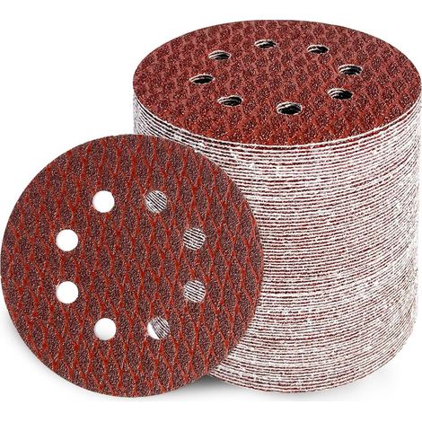 80 Pièces Disques Abrasifs 125mm, 8 Trous Grain 40/60/80/100/120/150/180/320 Disques a Poncer Papier Abrasifs Idéal pour Poncer/Polir pour Ponceuse Excentrique (1/5)