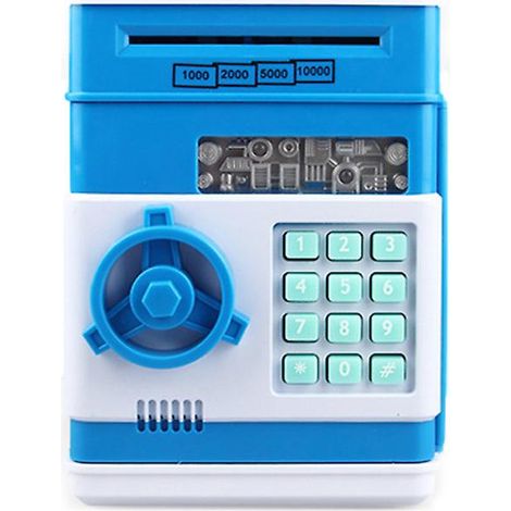 Mini tirelire électronique bleue à code, tirelire jouet pour enfants, tirelire en forme de cochon, jouet coffre-fort électronique pour garçons et filles (1/3)