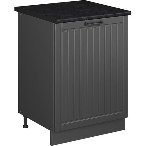 Mobiletto base cucina Fame-Line, Grigio scuro/Antracite, 60 cm 1 anta con piano di lavoro, Vicco (1/5)