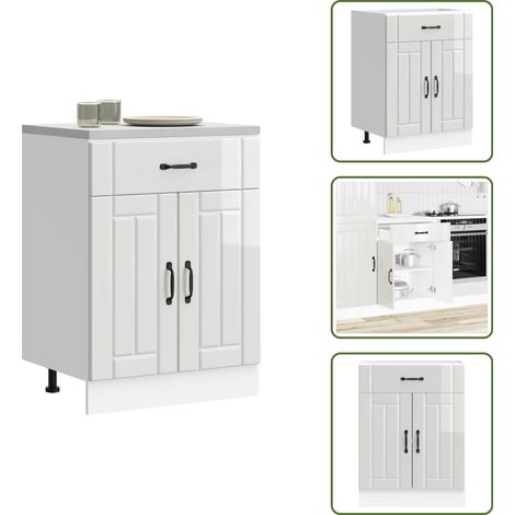 Armadio in legno multistrato - vidaXL Base da Cucina Lucca Bianco Lucido in Legno Multistrato - Armadio con porte