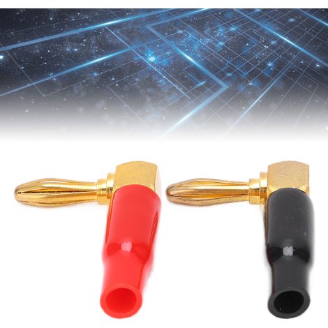 U45 4 mm abgewinkelter Bananenstecker, 90 Grad Kupfer-Bananenstecker, sechsblättriger Bananenstecker, rot und schwarz. (1/5)