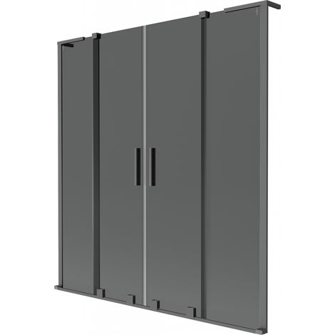 Mexen Velar L Duo Badewannenfaltwand, 2-flügelig, verschiebbar, 140 x 150 cm, Grafit, Gun Metal - 896-140-003-42-95