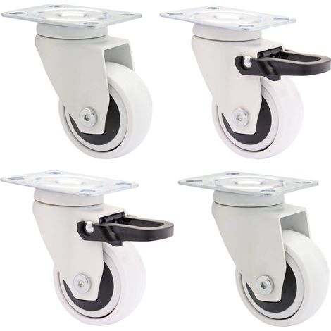 WAGNER design yourself 02225104 girevoli trasporto/Ruote per mobili senza 2 con freno, piastra a vite, Set di 4-Bianco, (Ø) 50 mm (1/6)