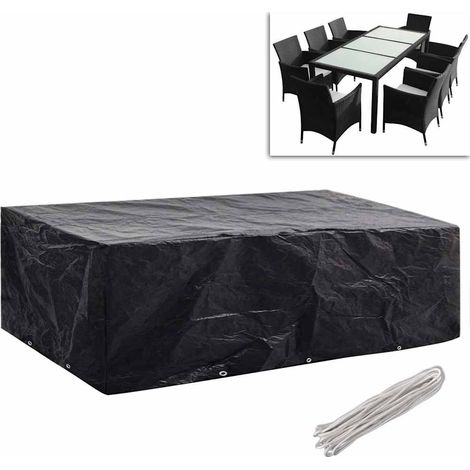 vidaXL Funda de muebles de jardín 2 uds set ratán 8 personas 10 ojales (1/2)
