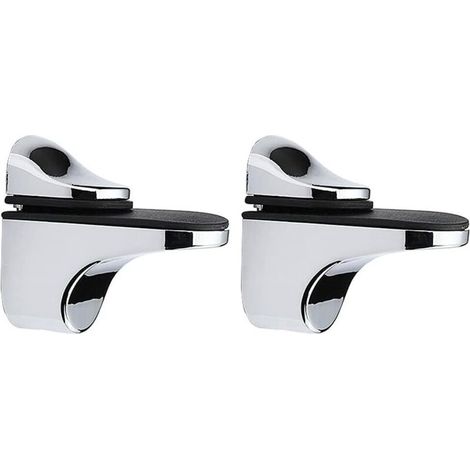 2Pcs Pince à Verre Support de Tablette en Verre Réglables Pince à Verre en Alliage de Zinc Supports d'Étagère en Verre Fixation Murale pour Verre d'Épaisseur 3-21 mm Planche Bois（argent） (1/5)