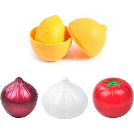 SHINING HOUSE BoîTe De Rangement Oignon Et Ail BoîTes De Stockage De Citron Stockage D'Oignons Et D'Ail RéCipient De Stockage Frais En Plastique Pour Fruits Et LéGumes, Oignon, Citron, Tomate Et Ail (
