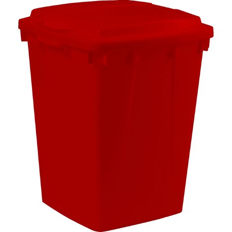 Collecteur de déchets et de matériaux recyclables 90l H600xL485xP510mm PE rouge