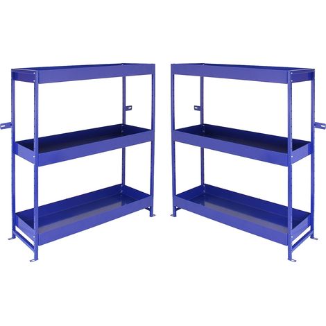 2 Scaffali Lightning in Acciaio Senza Bulloni Blu 6 Ripiani per Officina e Box