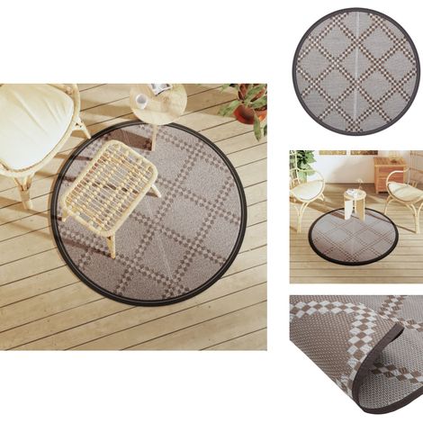 Tapis d'extérieur ARAKIL marron Ø120 cm PP - Tapis D'extérieur - Tapis De Jardin - Tapis Rond - Tapis Brun - Tapis Résistants Aux UV (1/5)