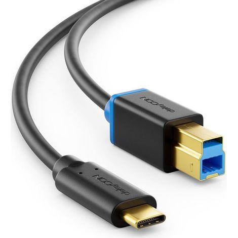 TRAHOO-1,5m Câble USB 3.0 pour Imprimante/Scanner - Connecteur Type 3.1 - USB‑C vers B - Câble de Données 5 Gbit/s pour Ordin[J321] (1/5)