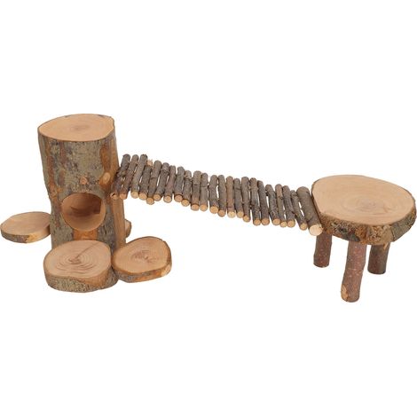 Plate-forme de Hamster en bois, jouet sûr, Chinchilla en bois de pomme, aire de jeux, échelle de support pour jouer à mâcher (1/5)