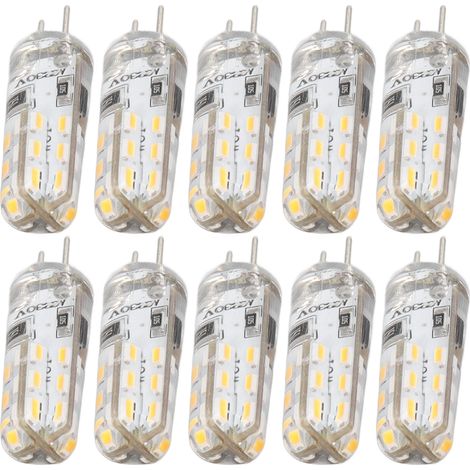 Packung mit 10 G4-LED-Lampen mit zwei Stiften, Silikonsockel, warmweiß 3000K, 1,5W, 220V AC, 110 lm, für Außenbeleuchtung (Ersatzteile). (1/5)