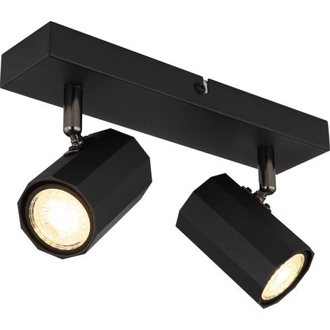 Plafonnier double spot noir mat 2x GU10