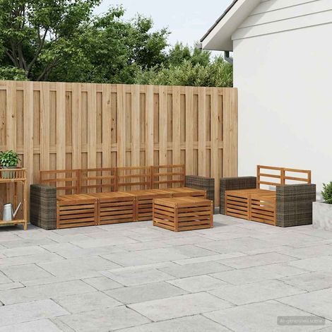 vidaXL Outdoor Sofa Set 7 pcs Natural Solid Acacia Wood (1/5)