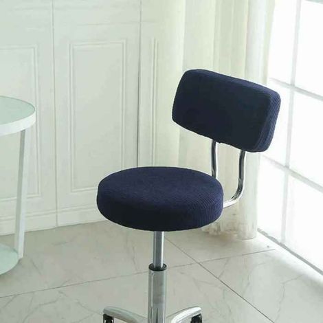 Housse de dossier de chaise ronde de Bar,tabouret Simple tout compris,housse de protection pivotante anti-poussière- dark blue[A]