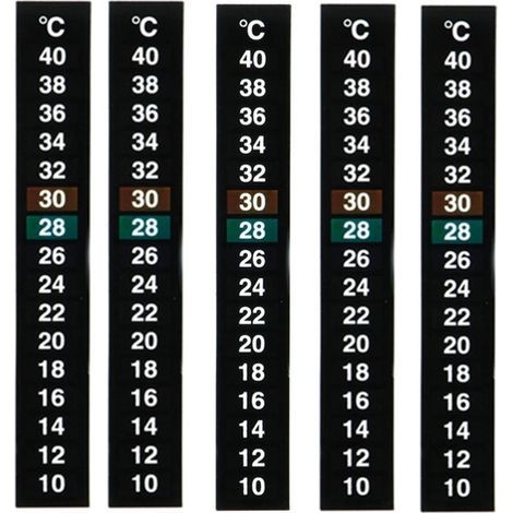 Lot de 5 thermomètres pour aquarium, autocollants pour thermomètre, récipient en verre, test de température de l'eau à 10 et 40 degrés Celsius (1/5)