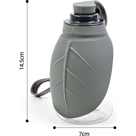 Mini gourde pour chien et chat, abreuvoir portable pliable, bouteille d’eau et gamelle 2 en 1, pour promenade extérieure, 300 ml, gris (1/5)