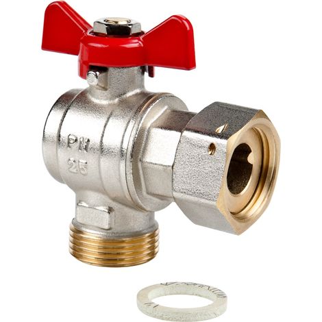 SPIN Eckkugelhahn mit Überwurfmutter DN20-PN25 3/4 Zoll (1/4)