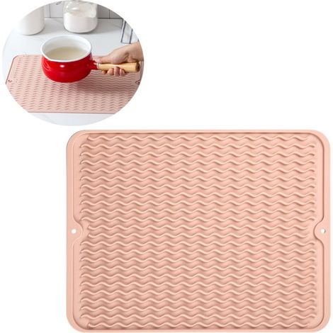 Alfombrilla para fregadero/lavabo de silicona, rosa, 30 cm, protege el lavabo y la vajilla de arañazos y daños. Rosa, 40 x 30 cm. (1/3)