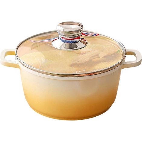 Marmite antiadhésive à induction avec couvercle en verre trempé, marmite à soupe avec système antiadhésif et isolation thermique. (1/5)