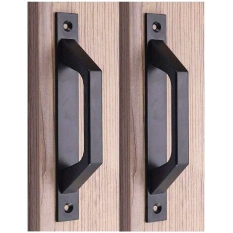 Coffret de forets (D black) pour perceuse Poignée en bois 19.6cm de traction de porte de porte de grange de poignée de porte de porte coulissante en acier au carbone (1/4)
